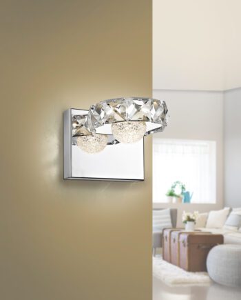 Aplique de pared SURIA cromo y cristales con 5W LED