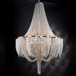 Lámpara chandelier MINERVA de cadenas níquel oscura con 15 Luces