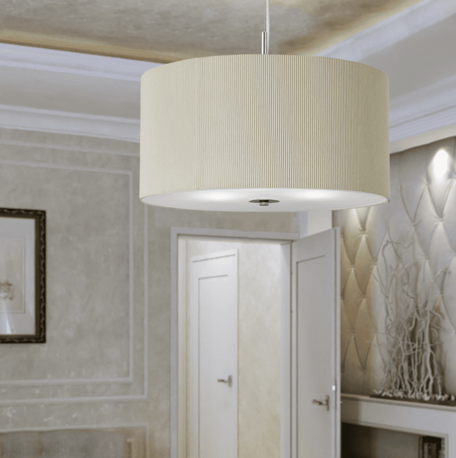 DRUM PLEAT: Lámpara de pantalla plisada Gris con tapa cristal, 2353-40 Search Light con 40 cm . STOCK DISPONIBLE EN TIENDA