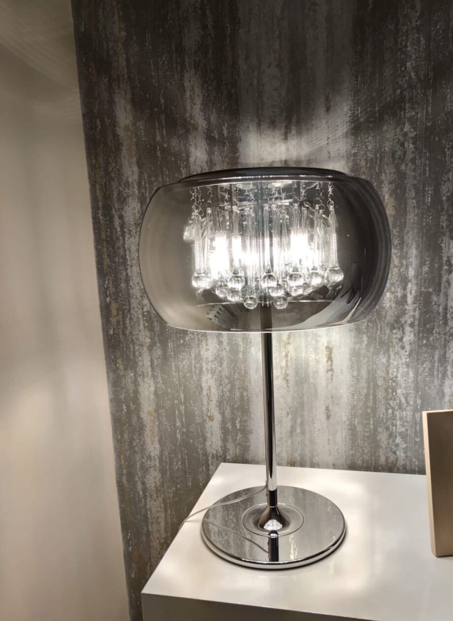 Lámpara sobremesa ARGOS cromo y cristal fumé con 4 luces g9 Led  Schuller