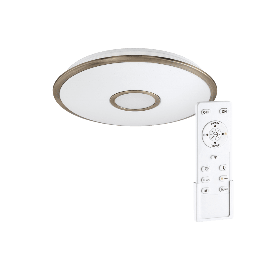 Plafón NILO de 30W Led redondo bronce con mando a distancia.
