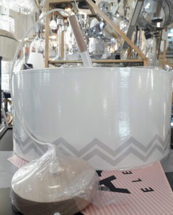 Lámpara de pantalla 45cm  ZigZag Anperbar 1540 blanco y gris. STOCK DISPONIBLE EN TIENDA