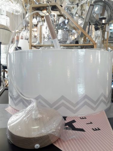 Lámpara E27 ZigZag Anperbar gris madera blanco pantalla