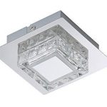 Plafón / Aplique cuadrado cromo y cristal, con 5W Led luz cálida 3k,  3549-018 Briloner. Mini 12 x 12 cm. STOCK DISPONIBLE EN TIENDA