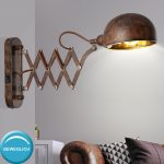 Flexo de pared XIRENA extensible rústico con interior pan de oro