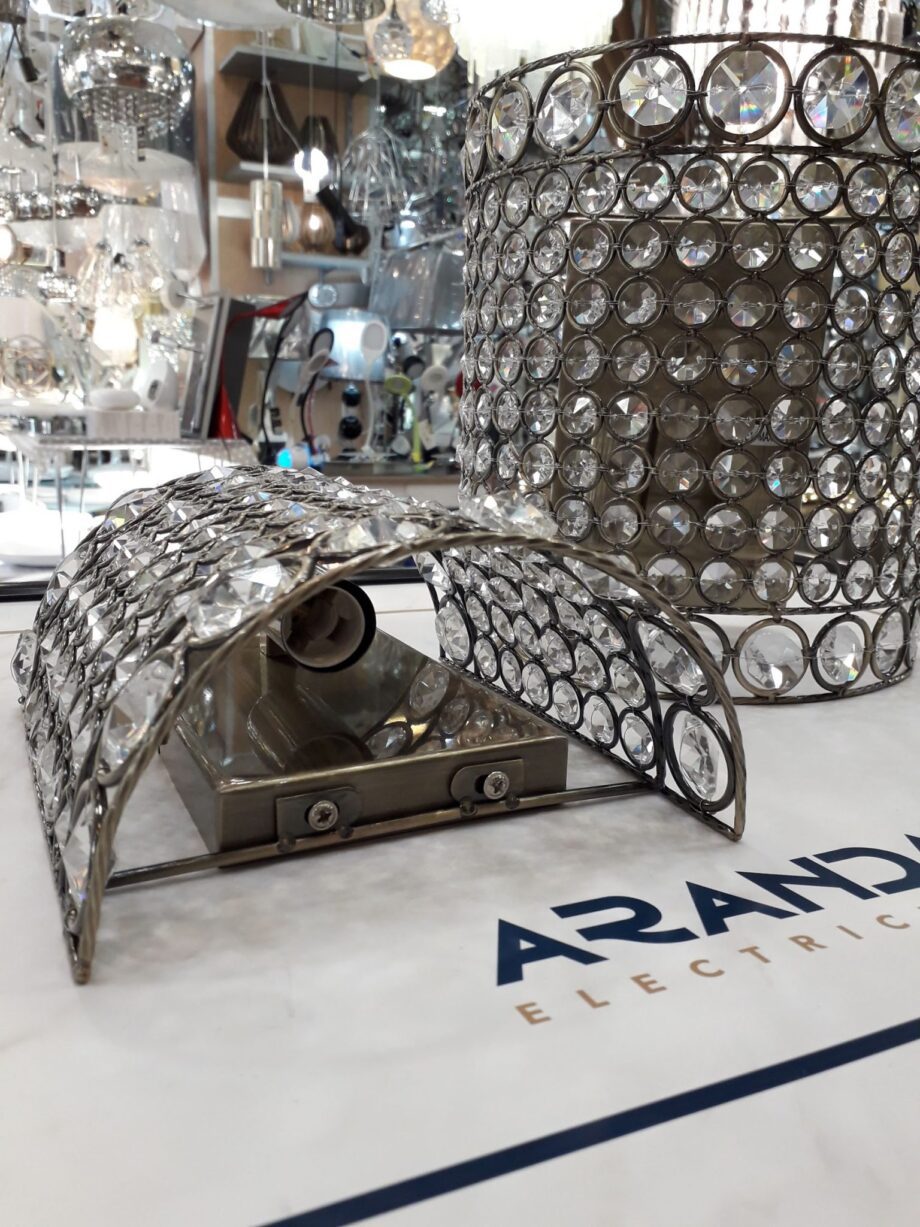 Aplique pared bronce y cristal transparente 6551-2 Tegaluxe 2 x E14. STOCK DISPONIBLE EN TIENDA