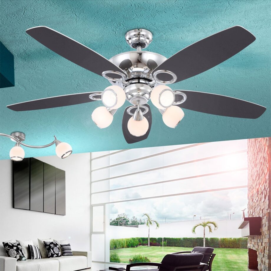 Ventilador 5 palas 4 tulipas E14 0335 Globo Lighting. STOCK DISPONIBLE EN TIENDA