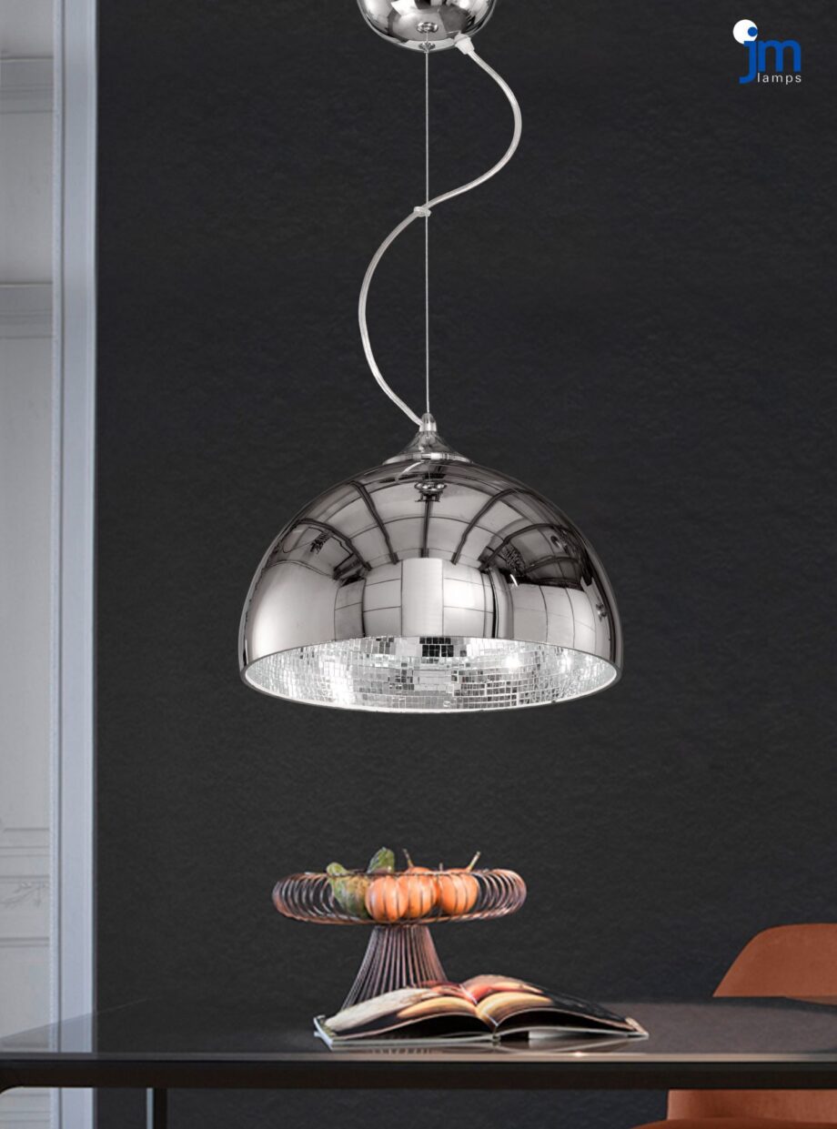Lámpara Cristal Fumé y Mosaico espejo interior para bombilla E27, 6900 Jm Lamps. 40cm. STOCK DISPONIBLE EN TIENDA