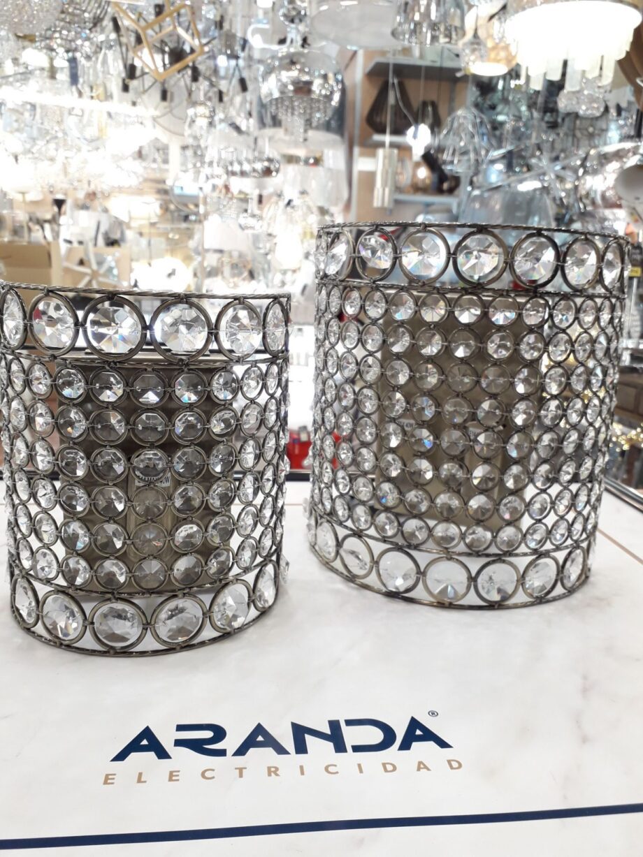 Aplique pared bronce y cristal transparente 6551-2 Tegaluxe 2 x E14. STOCK DISPONIBLE EN TIENDA