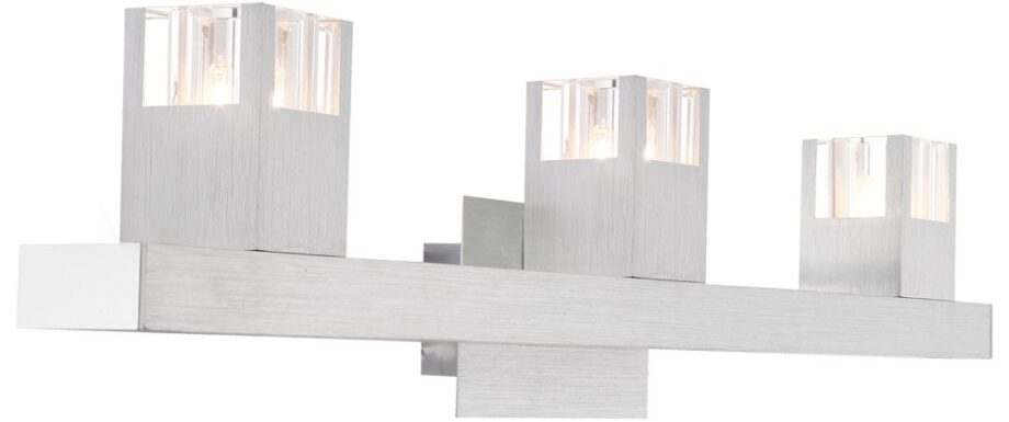 Aplique AMOENA aluminio pulido y 3 tulipas de cristal para bombillas g9 Led Globo Lighting