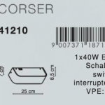 CORSER: Plafón / Aplique cristal con interruptor, 41210 Globolighting. 25 x 7cm. STOCK DISPONIBLE EN TIENDA