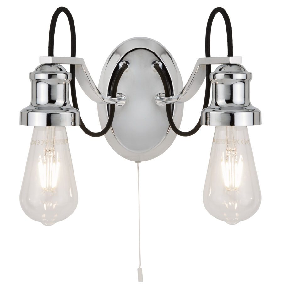 OLIVIA: Aplique pared  Cromo para 2 bombillas E27,  1062-2CC Search Light. STOCK DISPONIBLE EN TIENDA