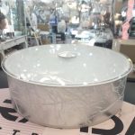 Plafón redondo de perfil Pan plata con tapa de cristal con 3 portalámparas E27