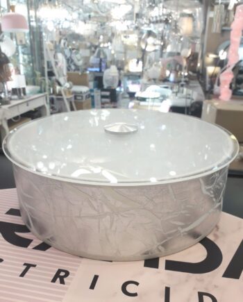 Plafón redondo de perfil Pan plata con tapa de cristal con 3 portalámparas E27