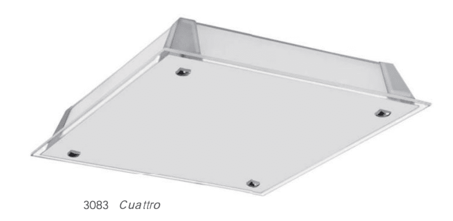 CUATTRO - Plafón de cristal con todas sus caras opal brillo para dos bombillas E27