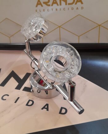 Regleta 2 focos Led cromo y copens cristal redondos, 2848-028 Briloner. 2 x 3,5W luz cálida 3K. 30,4cm. STOCK DISPONIBLE EN TIENDA