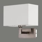 CARLO - Aplique pared níquel satinado, con pantalla rectangular con bombilla E27, A167801NMS Acb Iluminación. STOCK EN TIENDA
