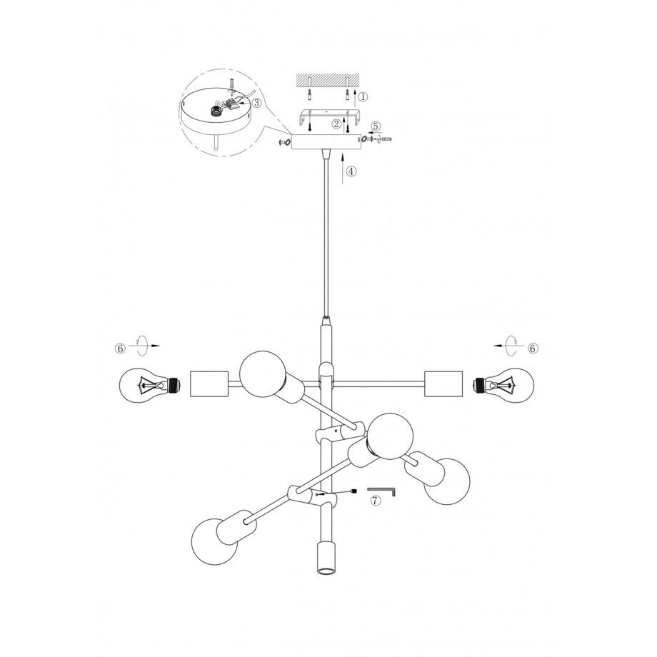 Lámpara suspendida oro OPJET PARIS 12470 6xE27. STOCK EN TIENDA