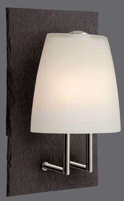 Aplique pared pizarra Natura Ip23 Paulmann  /05 622.10 2 x g4 tulipa cristal opal blanco. STOCK DISPONIBLE EN TIENDA