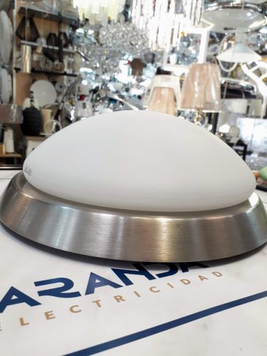 Plafón Ixa Ip44 en niquel satinado y cristal opal blanco Paulmann 70300