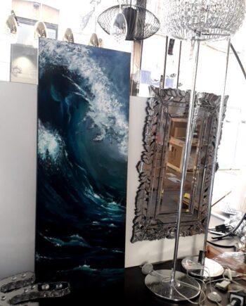 Cuadro OLAS, Emilia PORTAZ, oleo sobre madera
