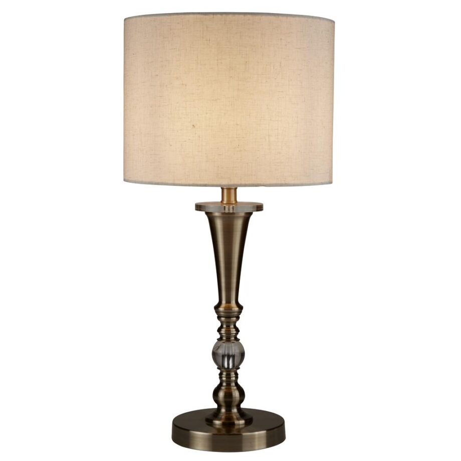 Sobremesa XL bronce y cristal con pantalla beige 1011AB Search Light. 62cm altura. STOCK DISPONIBLE EN TIENDA