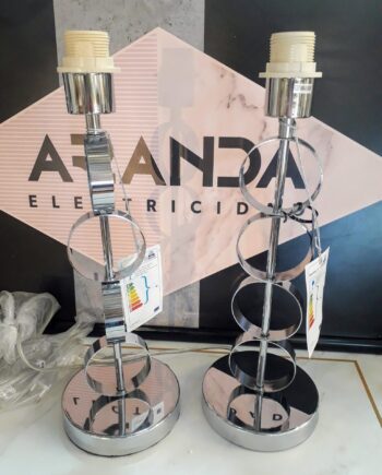 Lámpara de sobremesa Cromo, diseño circulos, 762 Marinisa. 43cm para E27. Pantalla no incluida. STOCK DISPONIBLE EN TIENDA