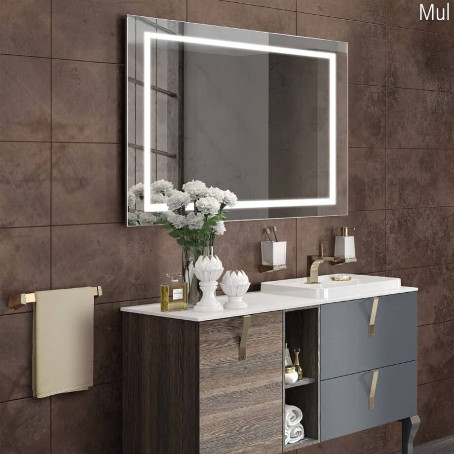 MUL - Espejo baño iluminado rectangular con 43w Led de 70 x 80cm