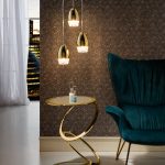 AROS - Mesa auxiliar en oro brillante y doble espejo Ø45.