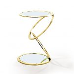 Mesa auxiliar AROS en oro brillante y doble espejo Ø45 Schuller