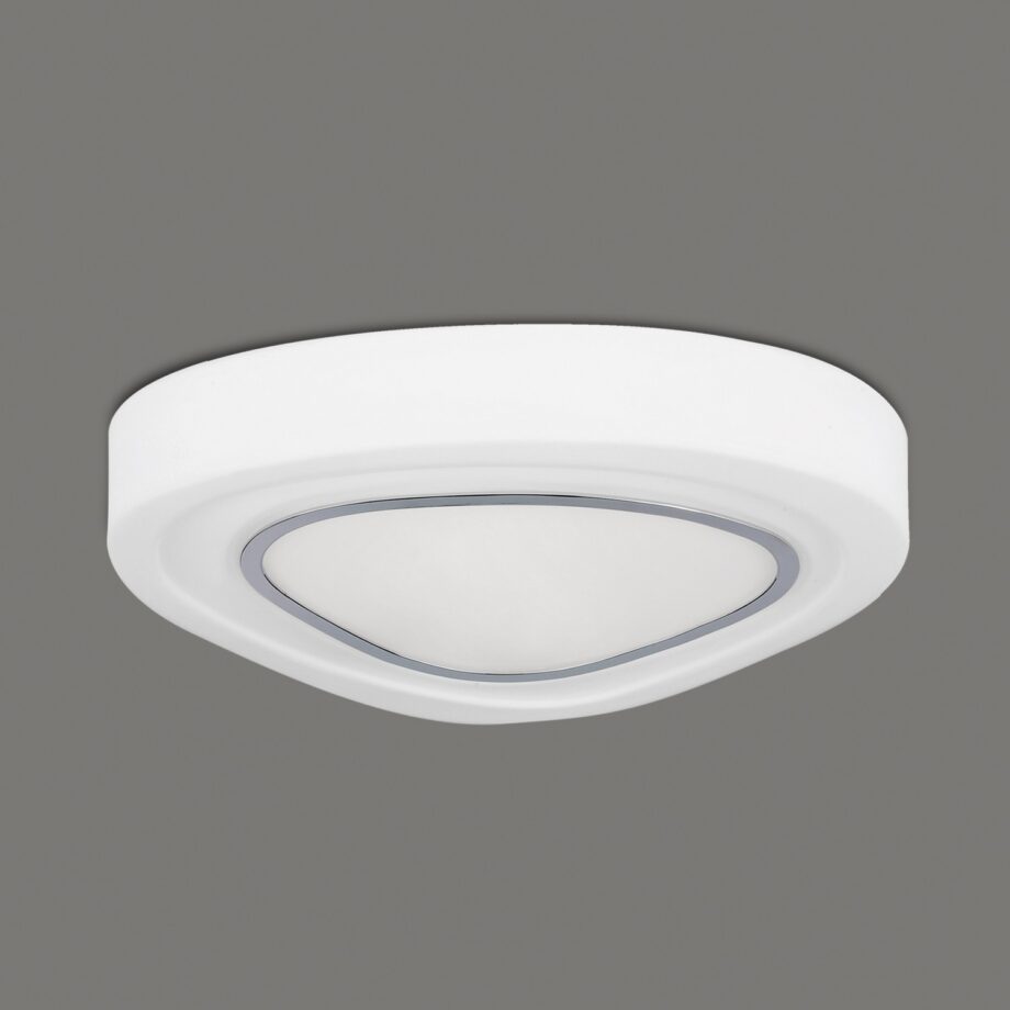 Plafón cristal opal y detalle cromado con 3 portalámparas E27