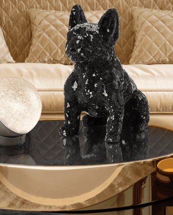 Figura Bulldog sentado CODY en mosaico de cristal negro