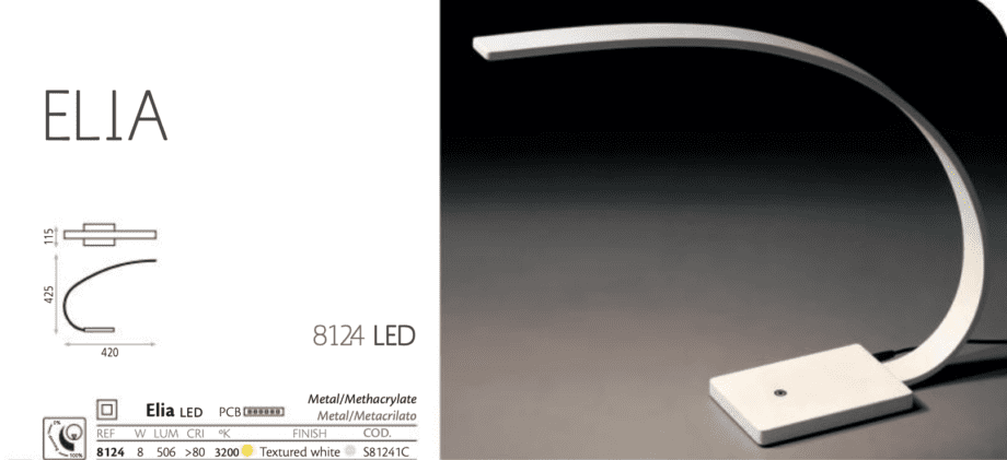 ELIA - Lámpara blanca de sobremesa diseño ideal como flexo  8w Led