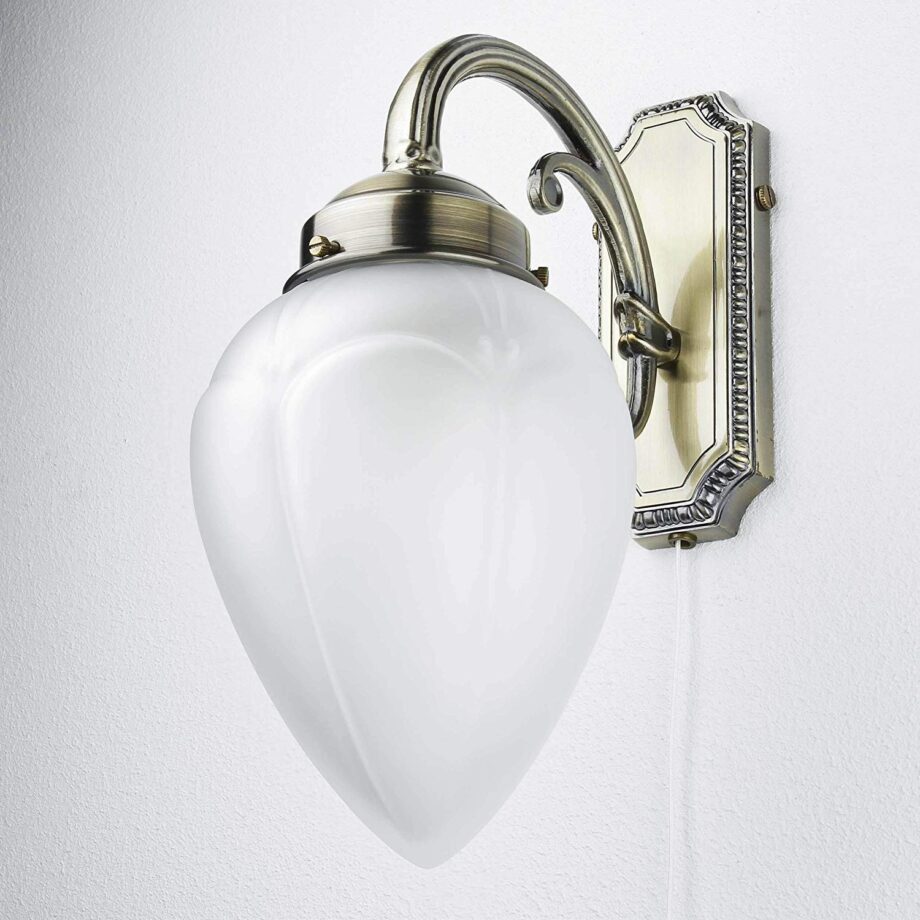 Aplique de pared bronce y tulipa en forma de piña de cristal, 1991-1AB Search Light. STOCK DISPONIBLE EN TIENDA