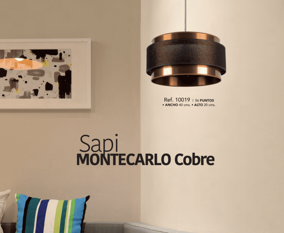 Pantalla 30cm, cilindro cobre en triple capa con cable negro Sapi montecarlo cobre #PantallasRojas/4. STOCK DISPONIBLE EN TIENDA