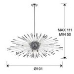 Lámpara EVASION oro y varillas de cristal con 9 bombillas g9 Led dimable con mando Schuller