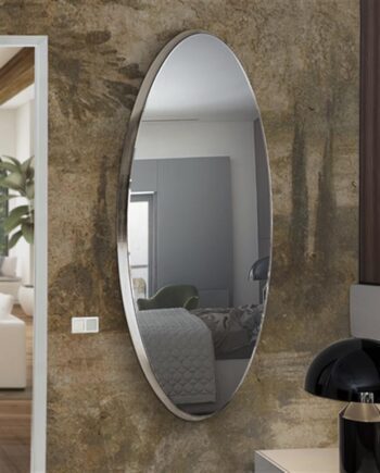Espejo Oval biselado con marco en Pan de Plata para vestidor