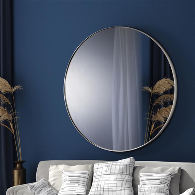 Espejo con marco redondo grande ORIO en Pan de Plata