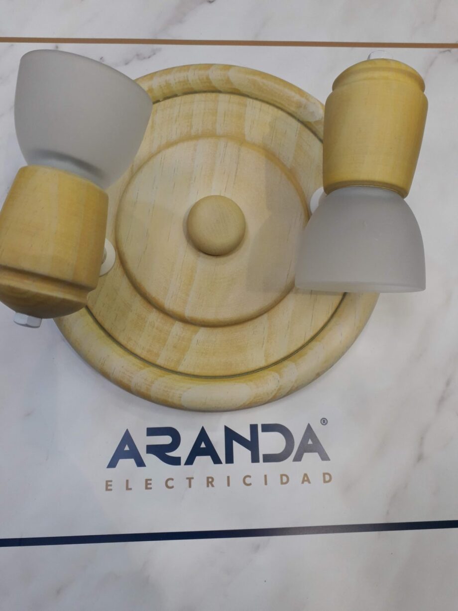 Base redonda focos y cristal madera 700/2 amarillo Irvalamp E14 OUTLET DISPONIBLE EN TIENDA>
