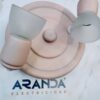 Base redonda focos y cristal madera 700:2 rosa Irvalamp E14