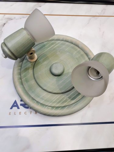 Base redonda focos y cristal madera 700:2 verde Irvalamp E14