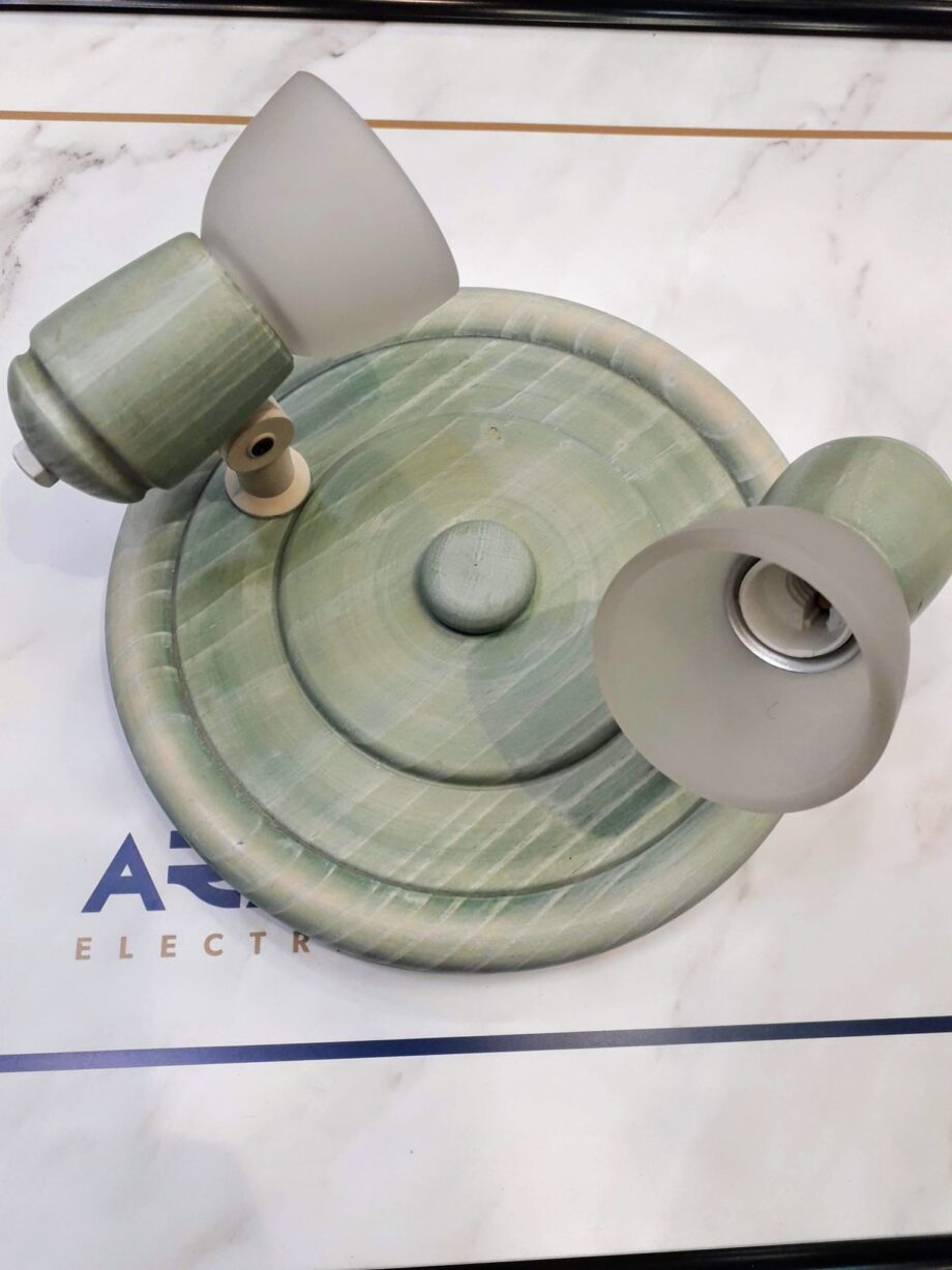 Base redonda focos y cristal madera 700/2 verde Irvalamp E14 OUTLET DISPONIBLE EN TIENDA>