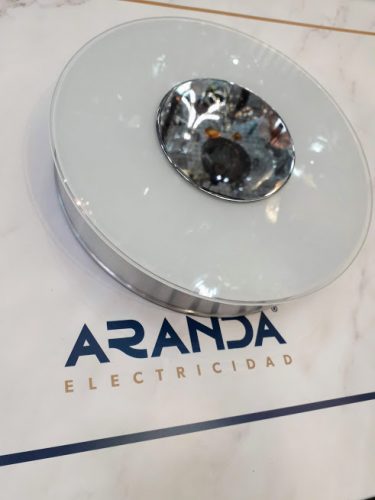 Plafón aluminio con cristal y cromo Center Ap1 Ideal lux T5 22w
