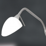 MODOS: Lampara / flexo de pie cuero articulable con tulipa de cristal blanca, 10602 Alemar, para bombilla E14 Led.