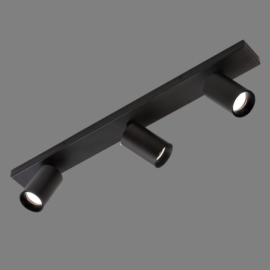 GINA: Regleta de tres focos gu10  negro texturado orientables 3874/R3 Acb Iluminación.  STOCK DISPONIBLE EN TIENDA