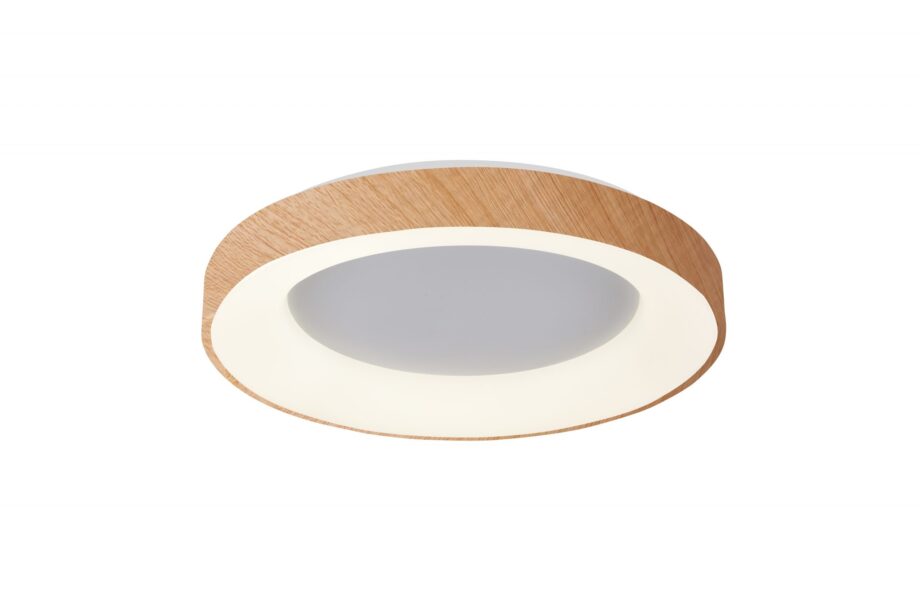 LUNAR: Plafón Led 30w blanco con perfil madera, con luz neutra 4k, 888.07 Acontract-Luz,  38 x 9cm. STOCK DISPONIBLE EN TIENDA