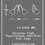 Aplique para espejo con tulipas cristal E14 16/686  Acb Iluminación  DISPONIBLE EN TIENDA