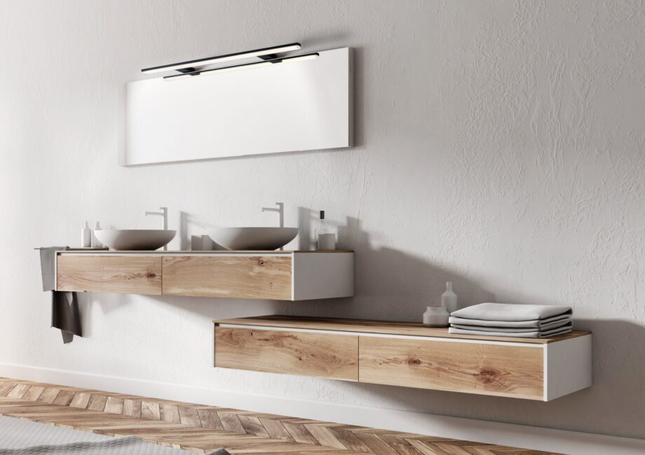 Aplique al espejo negro 20W Led en luz neutra 4k, TIWALL KIT 5-7688 Mdc. 75cm con Ip44. DISPONIBLE EN TIENDA