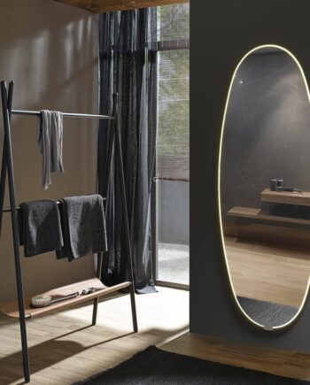 Espejo vestidor oval iluminado perimetral negro ONIX ,  Acb Iluminación 59w Led