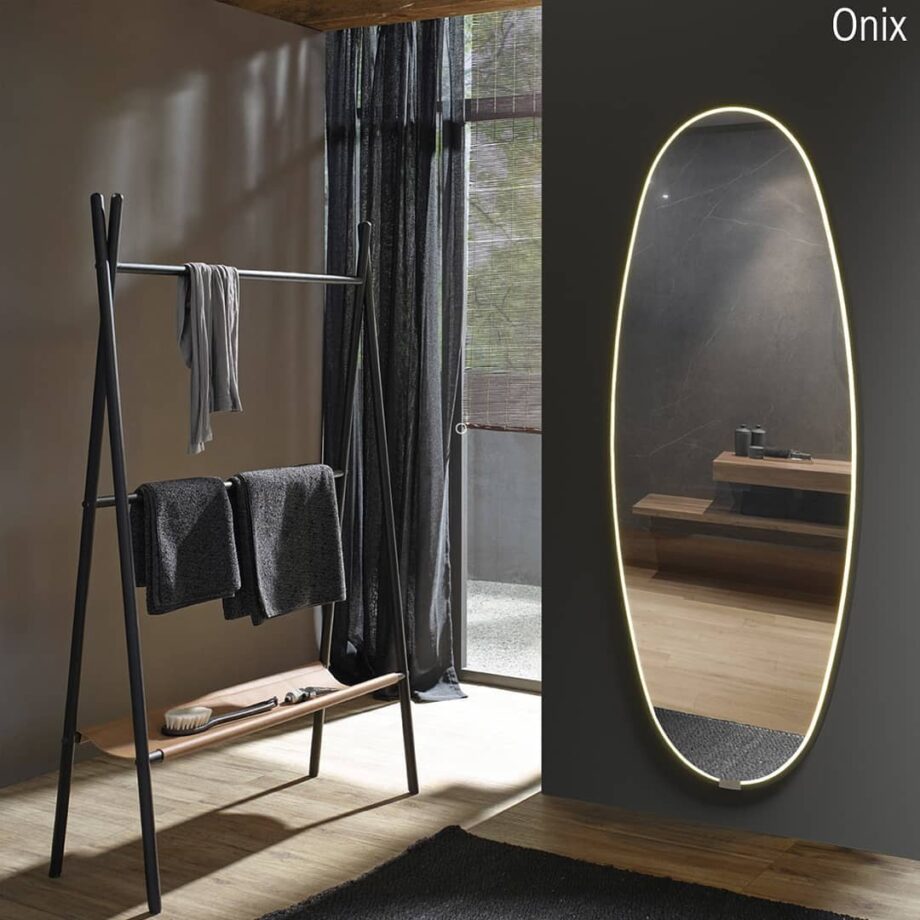 Espejo vestidor oval iluminado perimetral negro ONIX ,  Acb Iluminación 59w Led